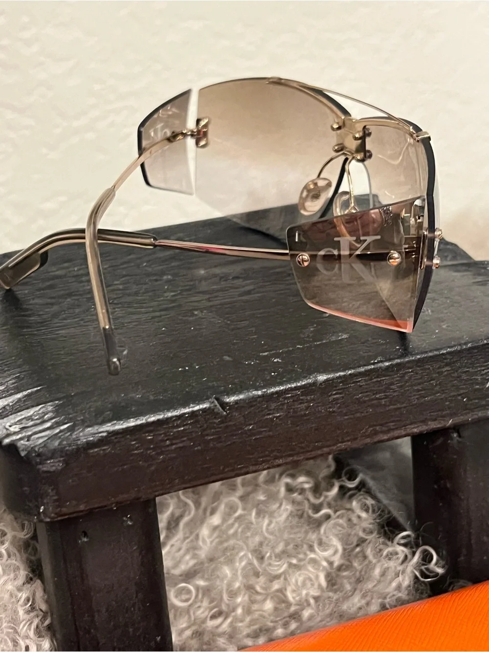 Calvin Klein Rimless Shield Sunglasses in Smoke Gradient